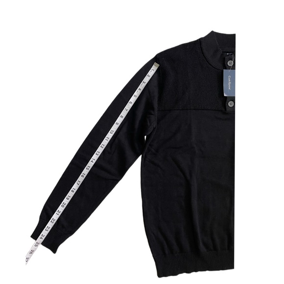 Club Room Mens Button Mock Neck Sweater Size L Deep Black - Picture 4 of 10